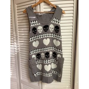Grey Skull Long sleeveless sweater L